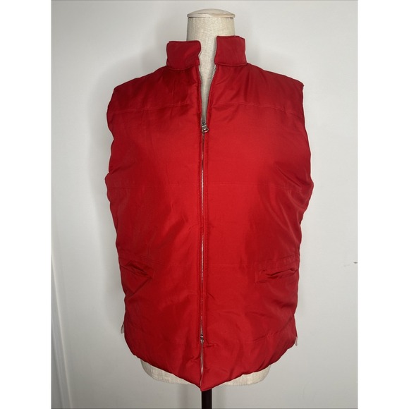 J. Crew Jackets & Blazers - Vintage J. Crew Puffer Vest Women's Medium‎ Red/ Beige Reversible Y2K Full Zip
